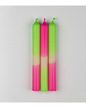 Dip Dye * Shock Wave | Ø 2,1 cm - H 20 cm | Pack de 3 | Collection Fluo Électrique | Bougies Naturelles colorées