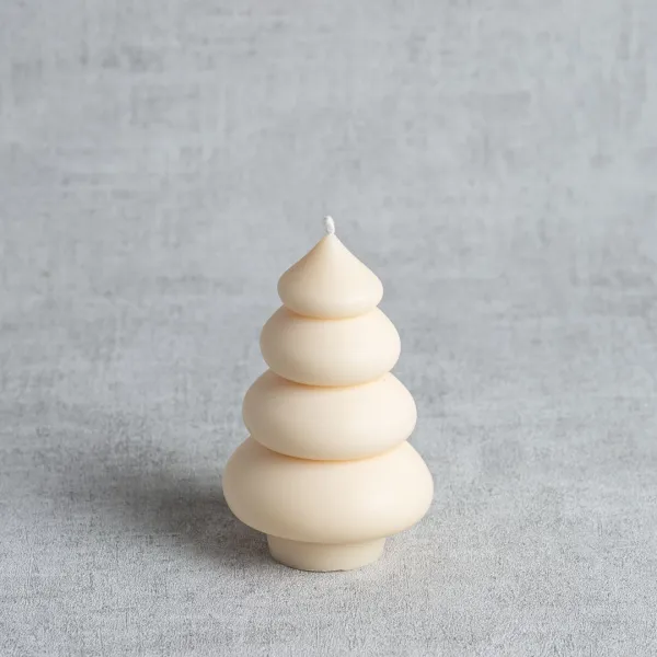 Bougie sapin douce en cire végétale de colza, design arrondi et artisanal