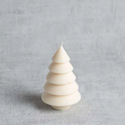 Bougie sapin à étages en cire de colza naturelle, création artisanale française