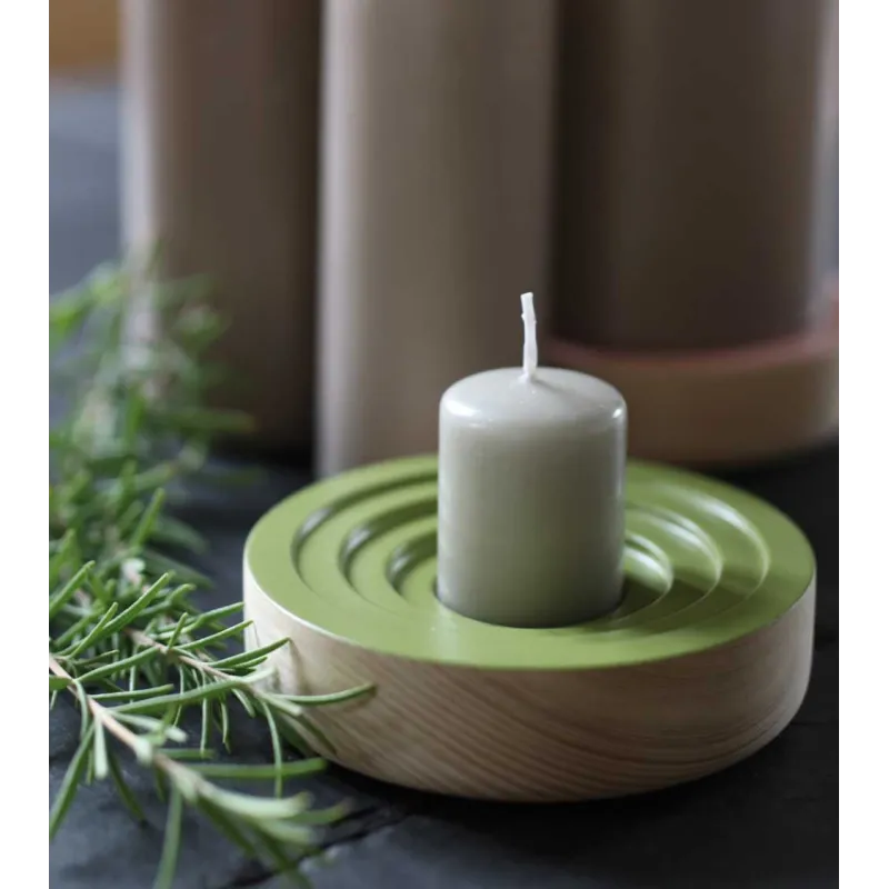 Bougeoir Woogie vert en frêne – Touche scandinave cosy