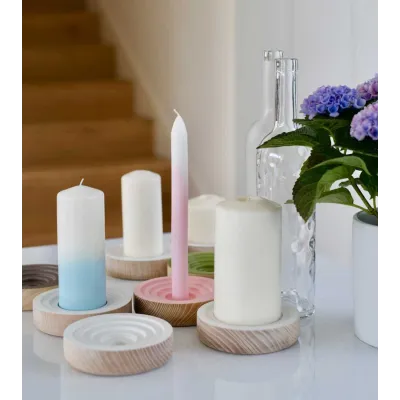 Bougeoir Woogie blanc en frêne – Modulable et design